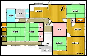 浅口市 構造:木造土地面積:546.12平米 ( 165.2坪 ) 建物面積:161.98平米 ( 48.99坪 )