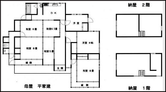 浅口市 構造:木造土地面積:471.94平米 ( 142.76坪 ) 建物面積:64.46平米 ( 19.49坪 )